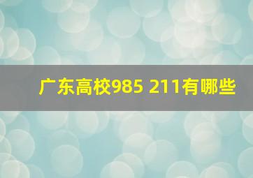 广东高校985 211有哪些